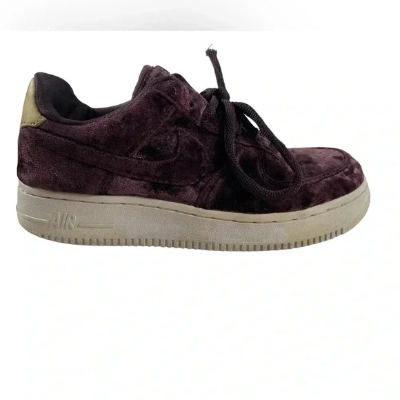 Nike Air Force 1 ‘07 Trainers In Burgandy Velvet Size 5.5 - Picture 2 of 12